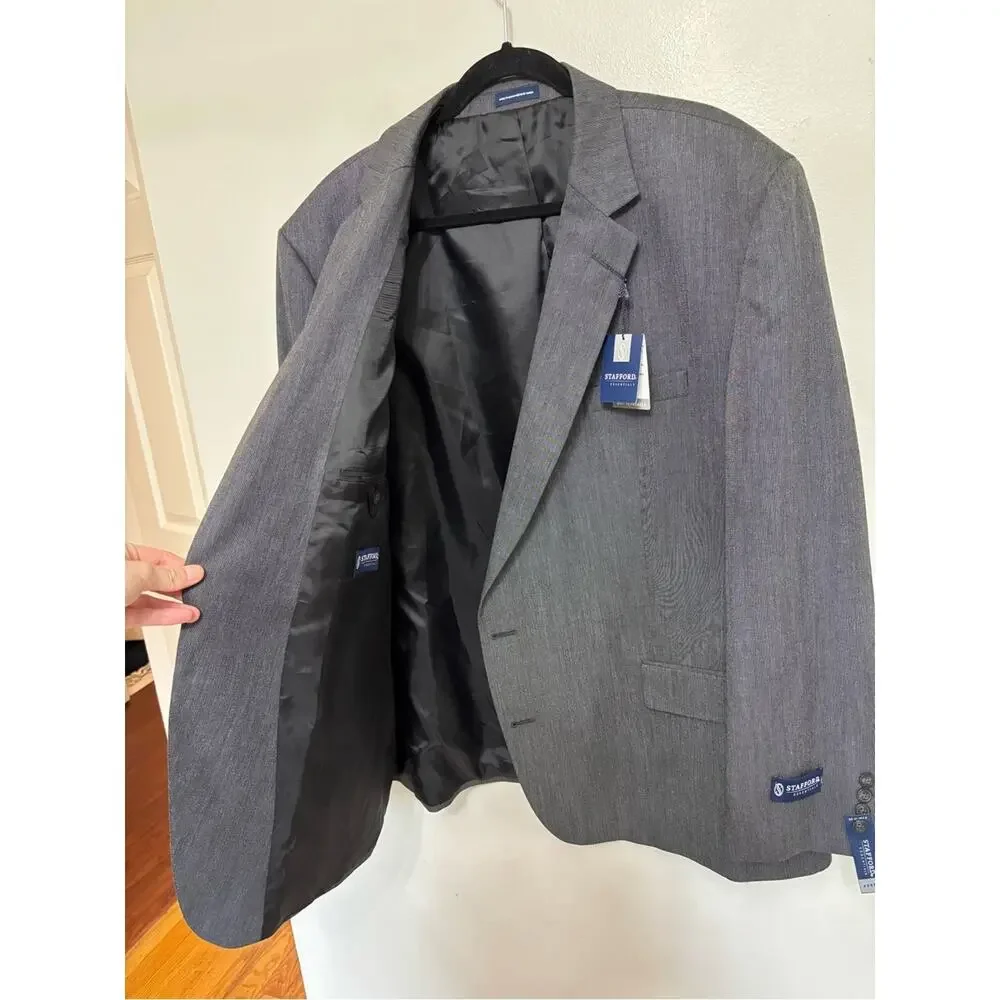 NEW Stafford Men’s Gray Blazer Sport Coat - Size 52R Portly